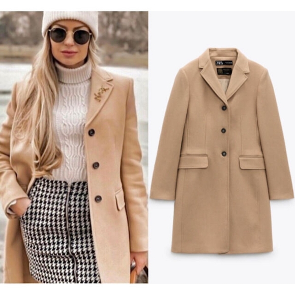 Zara Manteco Premium Wool Camel Coat XS – Like New - Picture 12 of 14